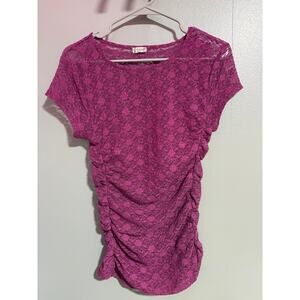 Free People Ruched Lace Top | Magenta Purple